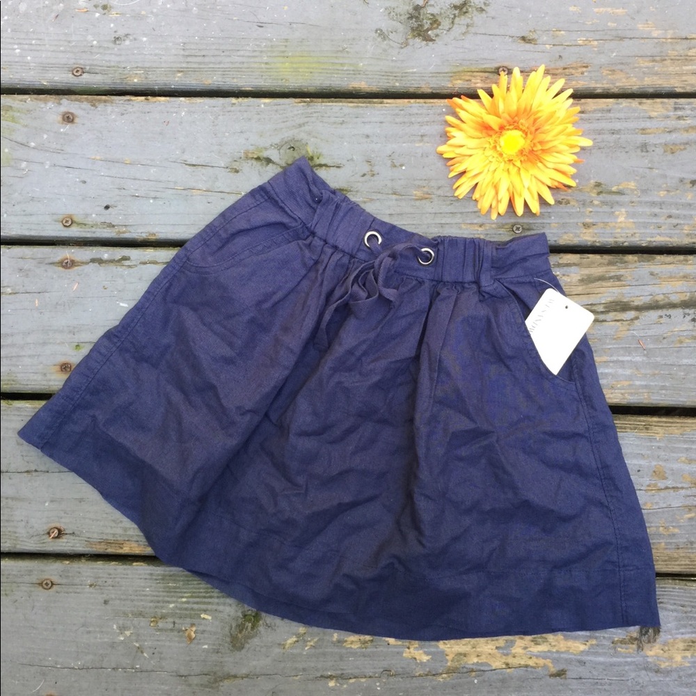 Girls Navy Blue Linen Skirt